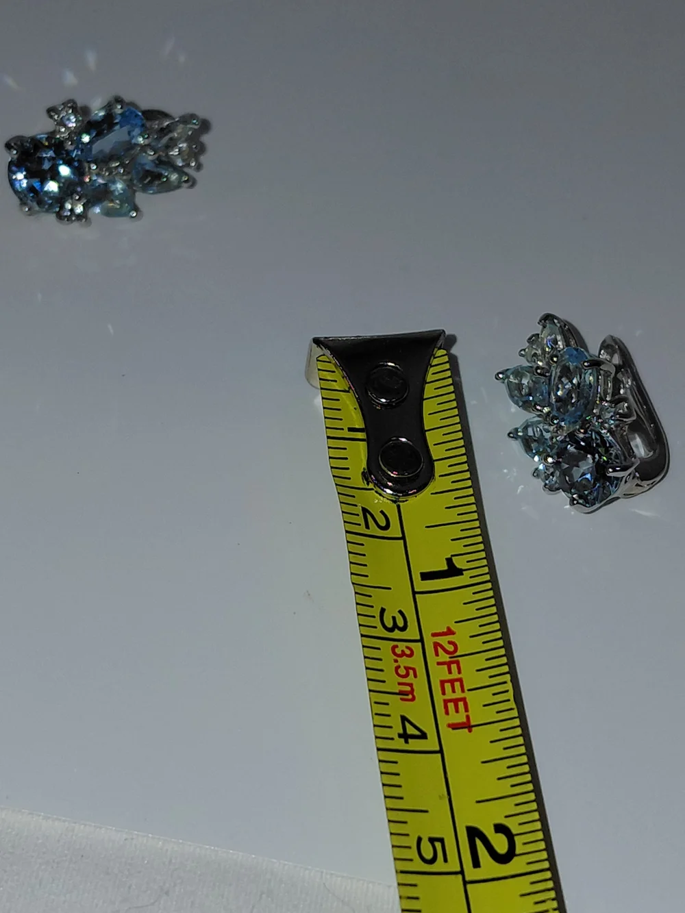 Blue Aquamarine SS 925 Cluster Halo Pierced Earrings